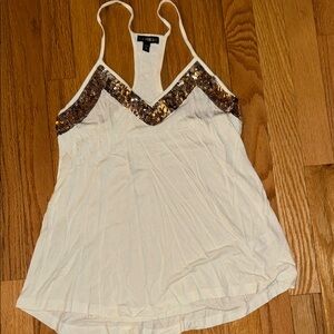 Express XS White Sequin Embellished Women's Top